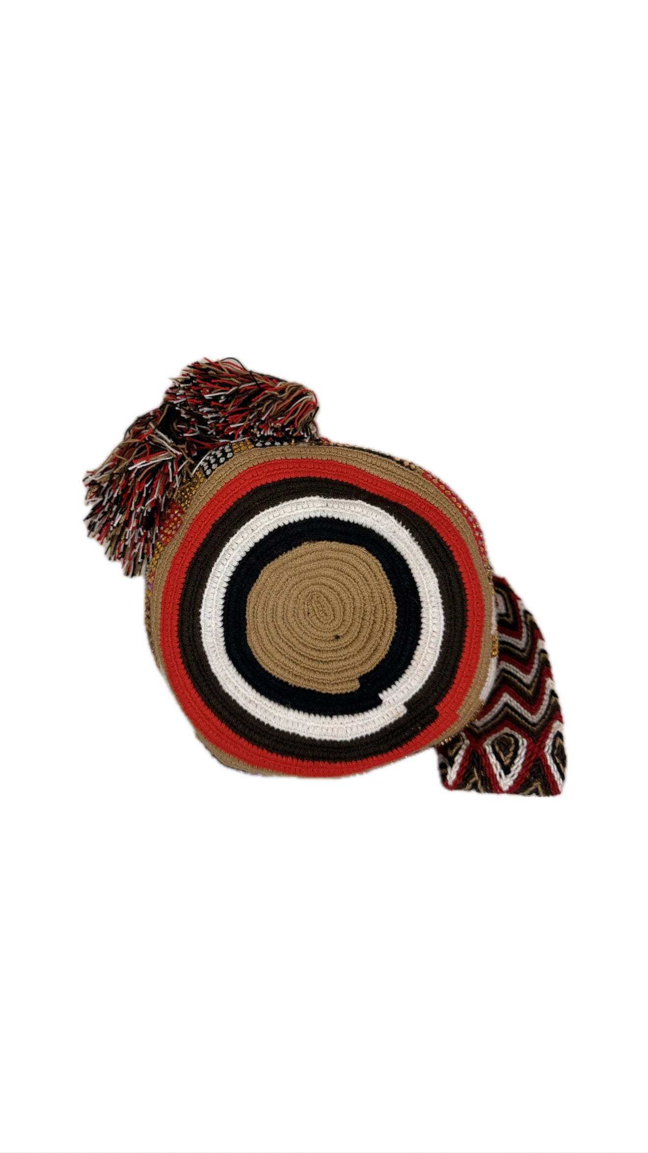 Wayuu Backpack Bag – Handwoven Boho Crossbody (Golden Star &amp; Crimson Sky)