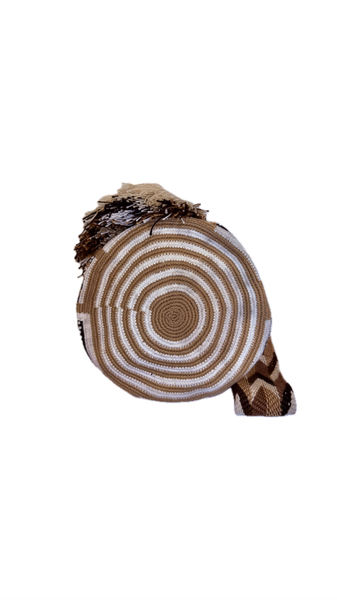 Wayuu Backpack Bag – Handwoven Boho Crossbody (Desert Gold &amp; White Dunes)