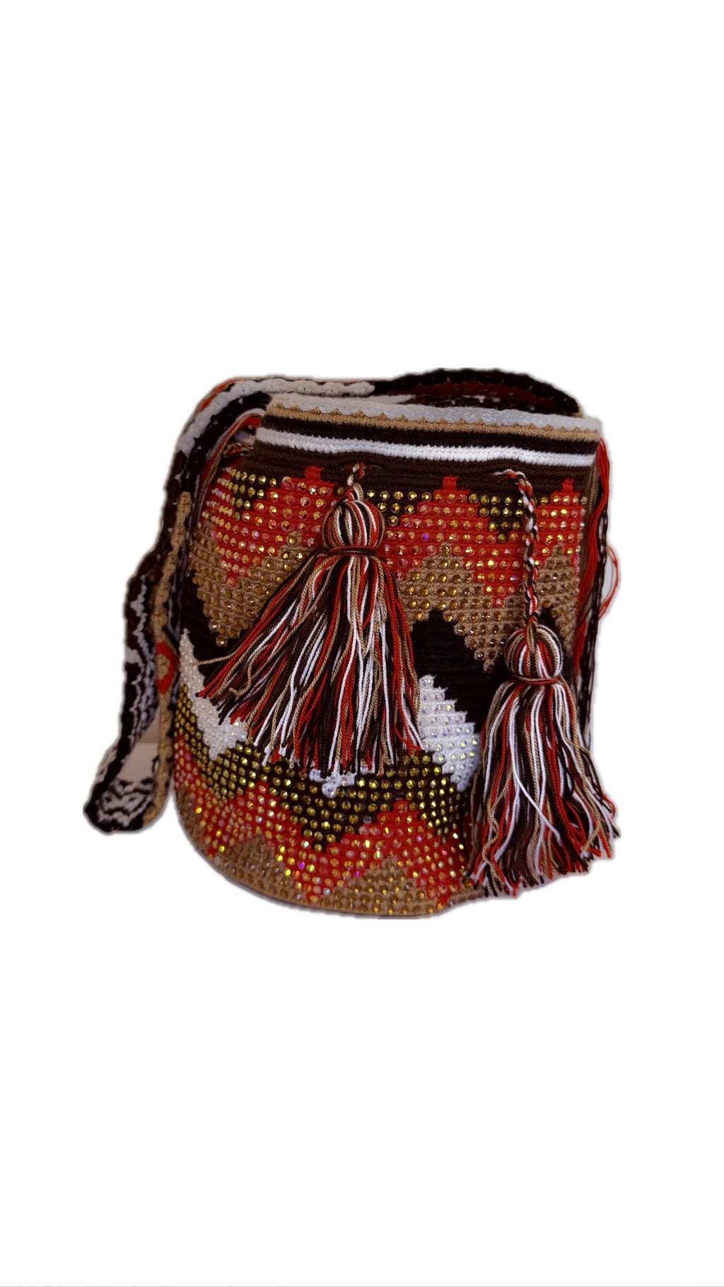 Wayuu Mochila Bag – Handwoven Boho Crossbody (Amber Sands & Ruby Trails)