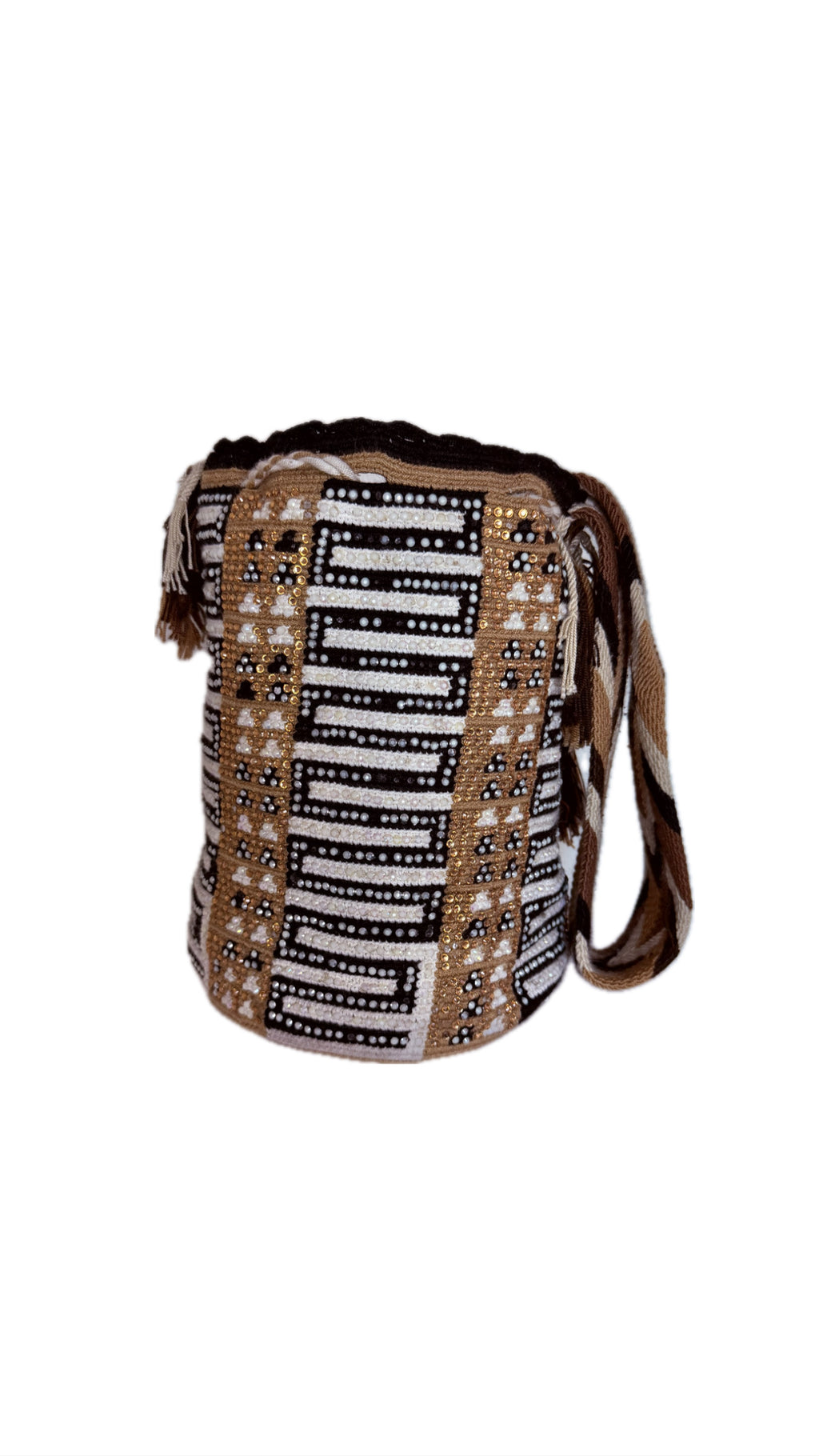 Wayuu Mochila Bag – Handwoven Boho Crossbody (Desert Eclipse & Golden Earth)