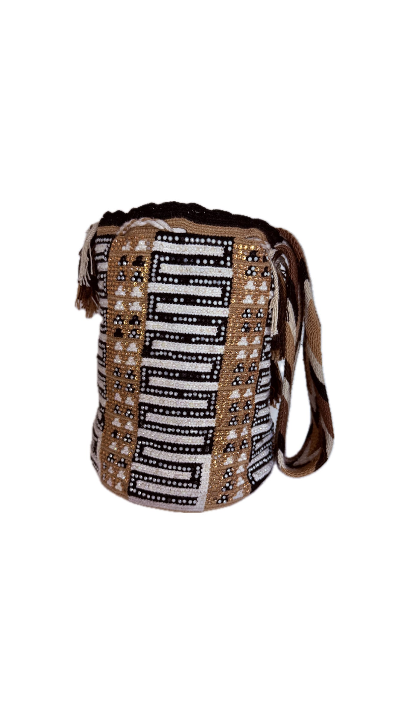 Wayuu Mochila Bag – Handwoven Boho Crossbody (Desert Eclipse & Golden Earth)