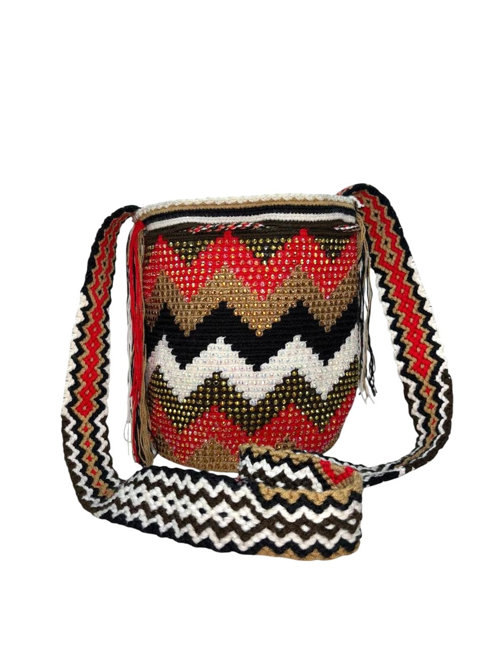 Wayuu Mochila Bag – Handwoven Boho Crossbody (Amber Sands & Ruby Trails)