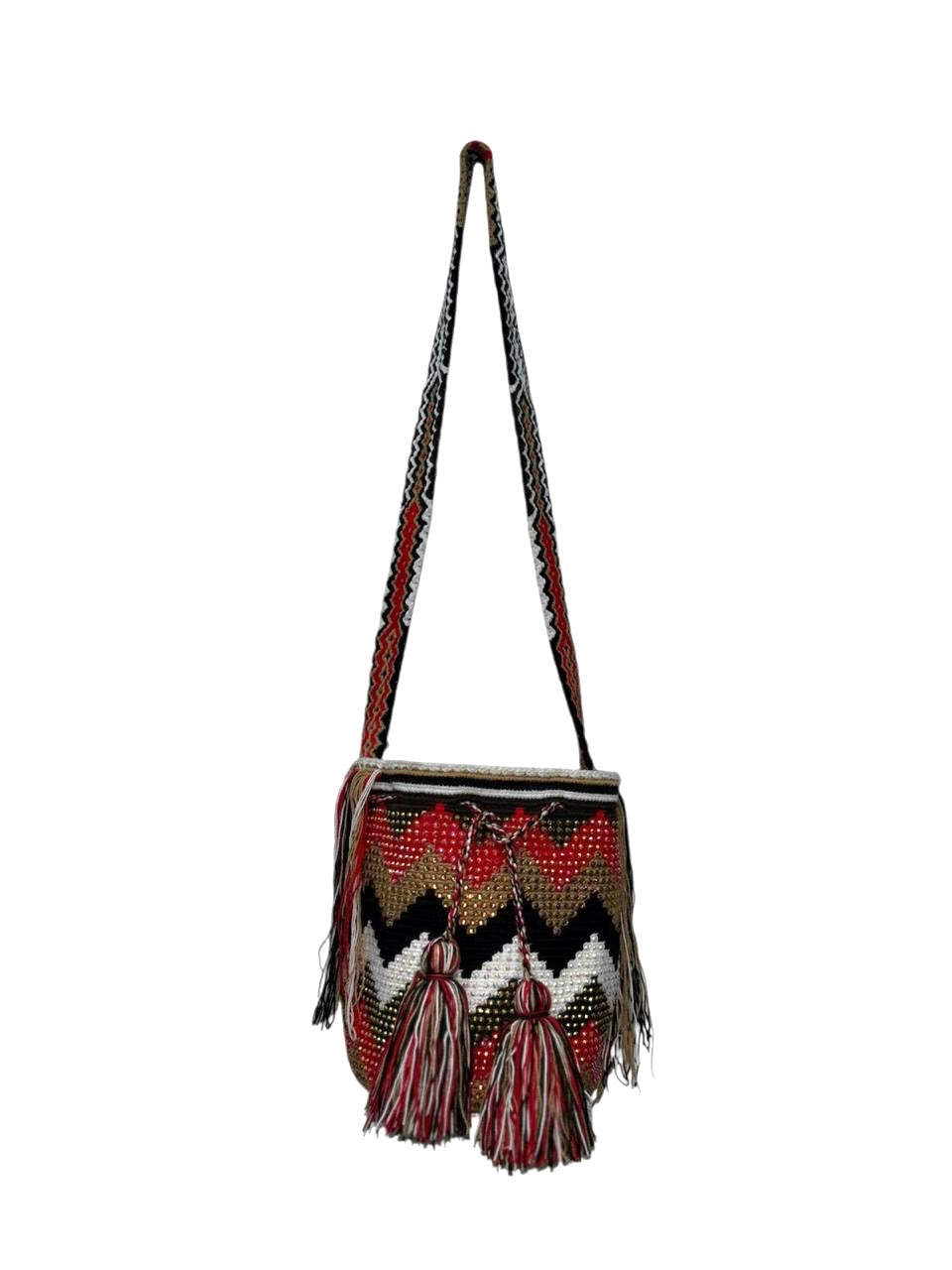 Wayuu Mochila Bag – Handwoven Boho Crossbody (Amber Sands & Ruby Trails)