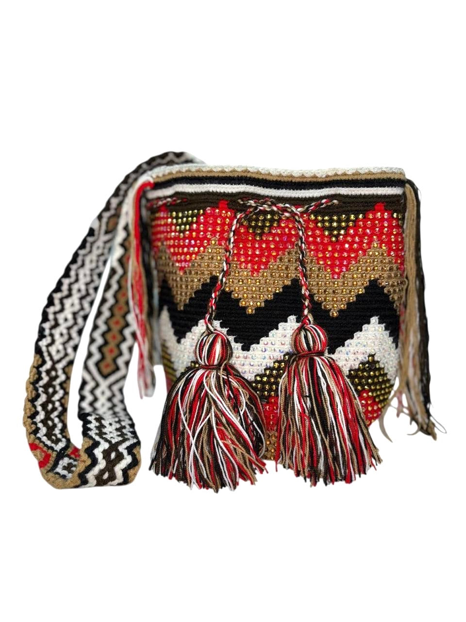 Wayuu Mochila Bag – Handwoven Boho Crossbody (Amber Sands & Ruby Trails)