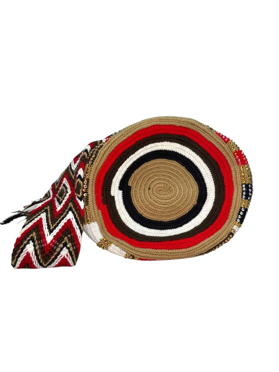 Wayuu Mochila Bag – Handwoven Boho Crossbody (Golden Star & Crimson Sky)