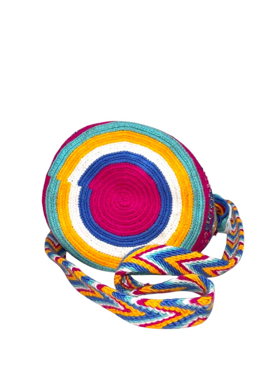 Wayuu Mochila Bag – Handwoven Boho Crossbody (Tropical Sunset & Caribbean Gold)