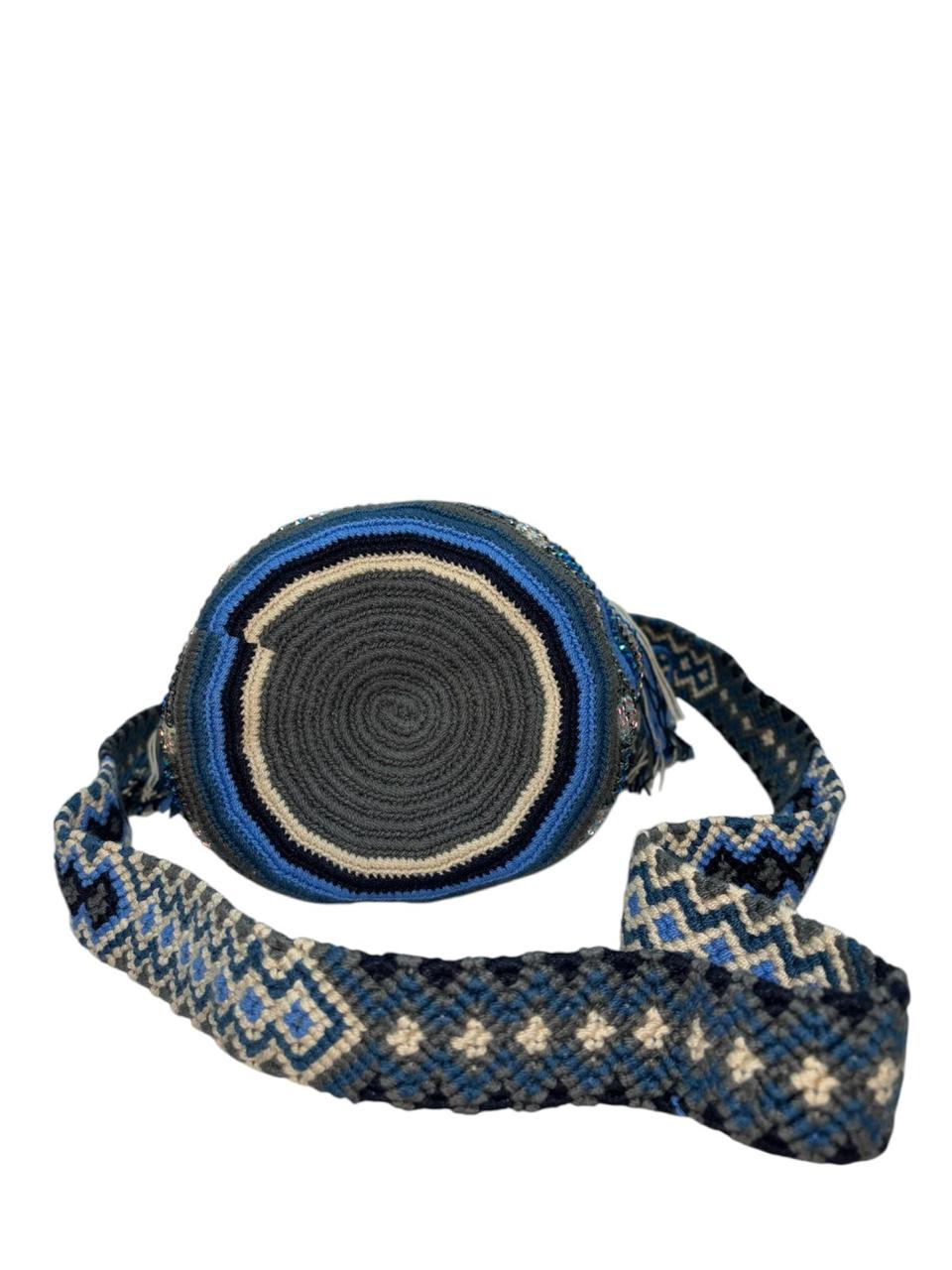 Wayuu Mochila Bag – Handwoven Boho Crossbody (Pacific Ocean & Silver Ash)