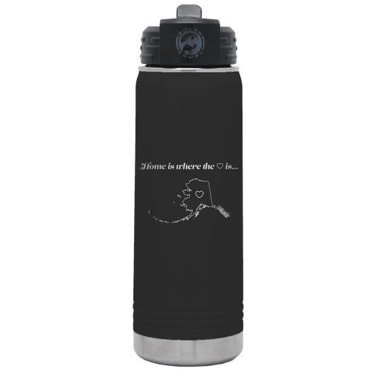 Alaska Heart 20 oz Water Bottle | Black - Aurora
