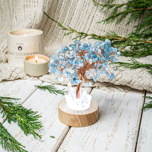 Guardian Angel Lamp of Protection - Aquamarine Tree - Aurora