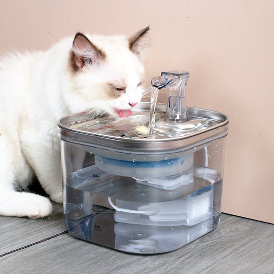 Pet Cat Dog Stainless Steel Automatic Circulation Water Dispenser Intelligent Fountain Pets Accessories - Aurora