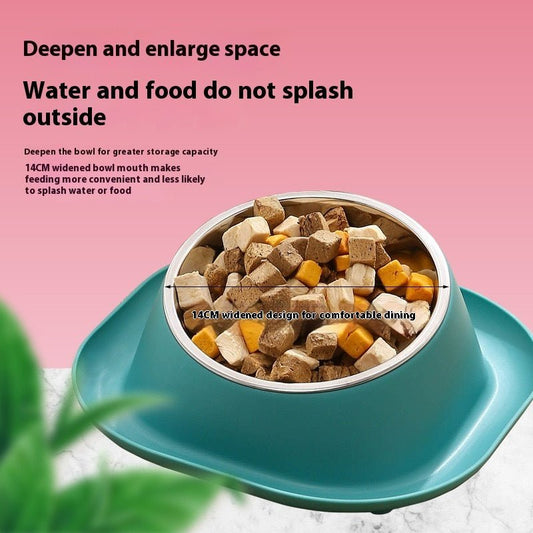 Anti-ant Cat Bowl Stainless Steel Oblique Mouth Anti-leakage Cat Food Holder Anti-tumble Pet Supplies - Aurora